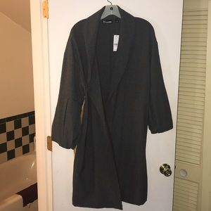 Dress Jacket/Coat with yellow trim & puffer sleeve